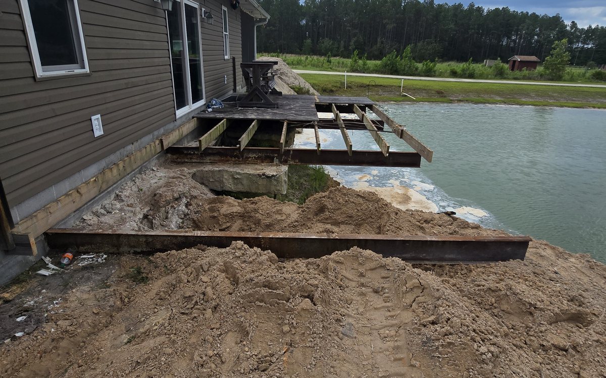 Close field view of Cavagnaro shoreline stabilization work area